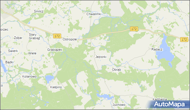 mapa Jeziorki gmina Barwice, Jeziorki gmina Barwice na mapie Targeo