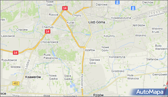 mapa Józefów gmina Łódź, Józefów gmina Łódź na mapie Targeo