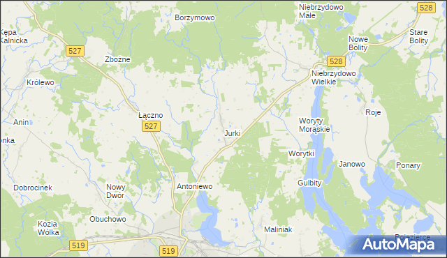 mapa Jurki gmina Morąg, Jurki gmina Morąg na mapie Targeo