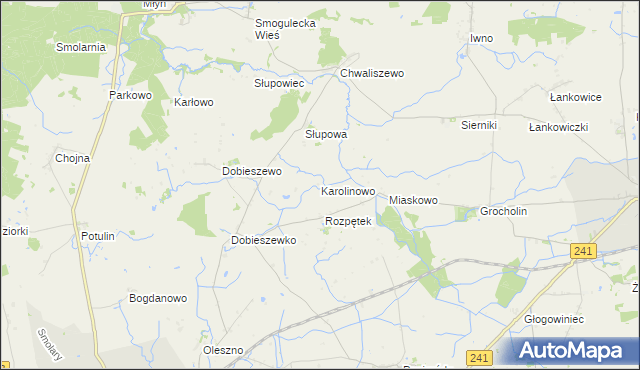 mapa Karolinowo gmina Kcynia, Karolinowo gmina Kcynia na mapie Targeo