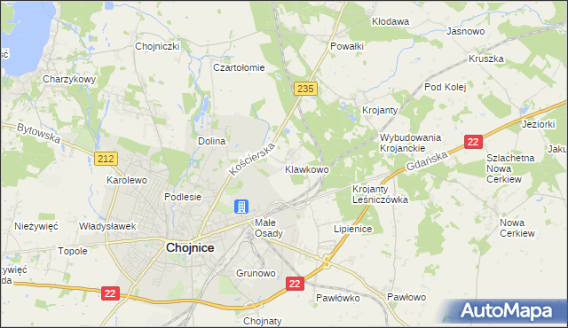mapa Klawkowo, Klawkowo na mapie Targeo
