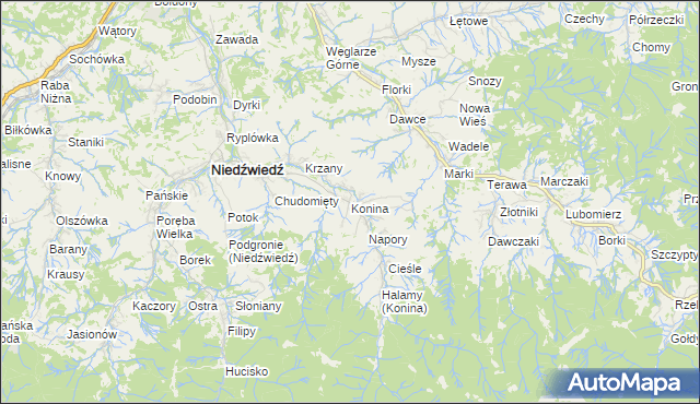 mapa Konina, Konina na mapie Targeo