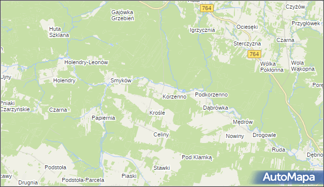 mapa Korzenno, Korzenno na mapie Targeo