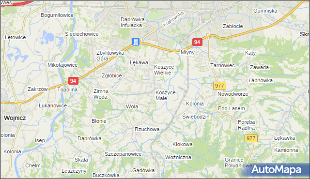 mapa Koszyce Małe, Koszyce Małe na mapie Targeo