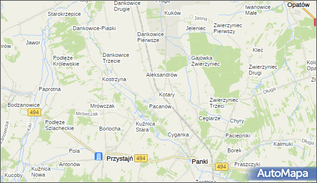 mapa Kotary, Kotary na mapie Targeo