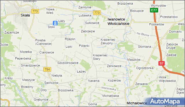 mapa Krasieniec Stary, Krasieniec Stary na mapie Targeo