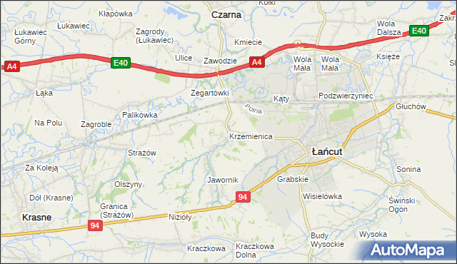mapa Krzemienica gmina Czarna, Krzemienica gmina Czarna na mapie Targeo