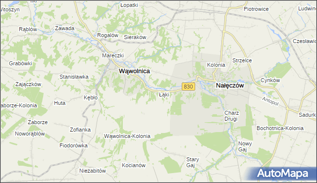 mapa Łąki gmina Wąwolnica, Łąki gmina Wąwolnica na mapie Targeo