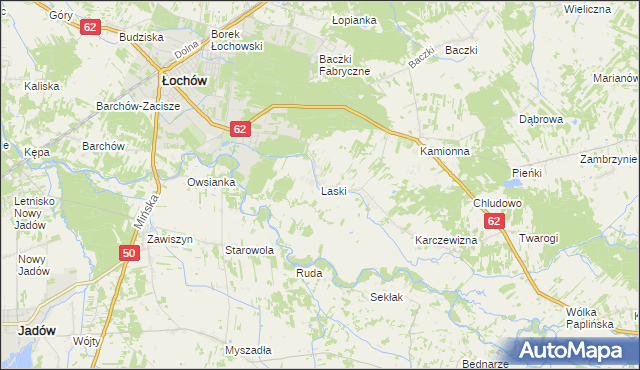 mapa Laski gmina Łochów, Laski gmina Łochów na mapie Targeo