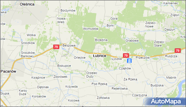 mapa Łubnice powiat staszowski, Łubnice powiat staszowski na mapie Targeo