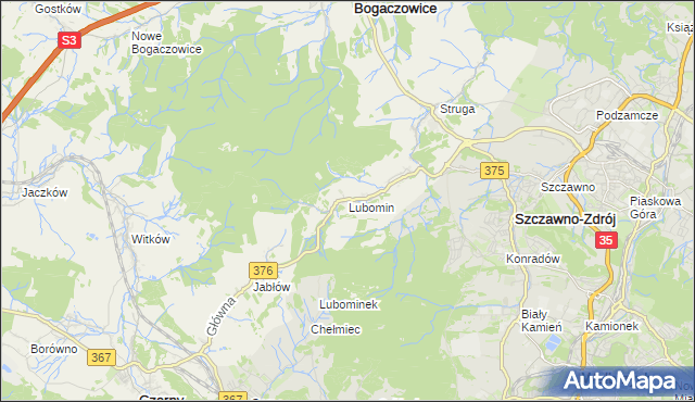 mapa Lubomin gmina Stare Bogaczowice, Lubomin gmina Stare Bogaczowice na mapie Targeo