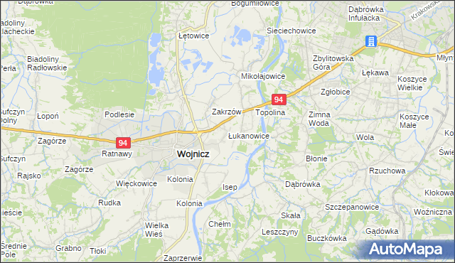 mapa Łukanowice, Łukanowice na mapie Targeo