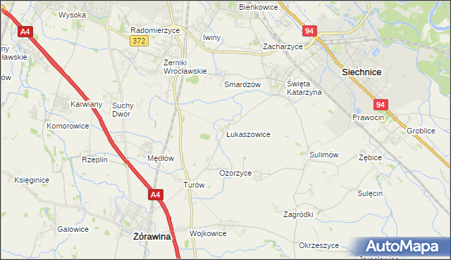 mapa Łukaszowice, Łukaszowice na mapie Targeo