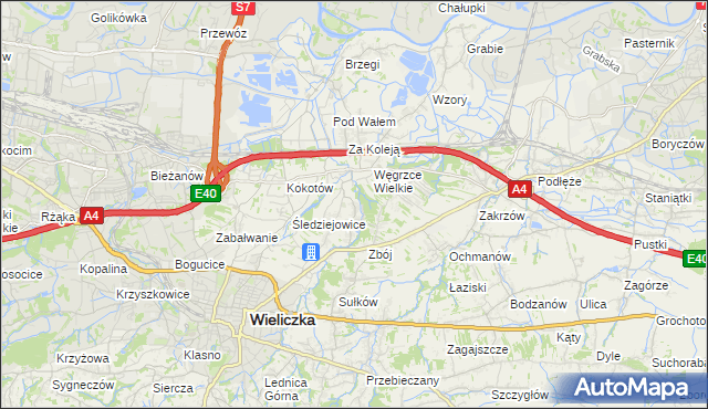 mapa Mała Wieś gmina Wieliczka, Mała Wieś gmina Wieliczka na mapie Targeo