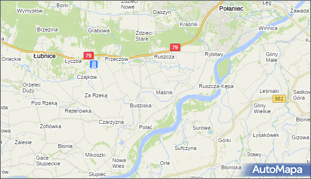 mapa Maśnik, Maśnik na mapie Targeo