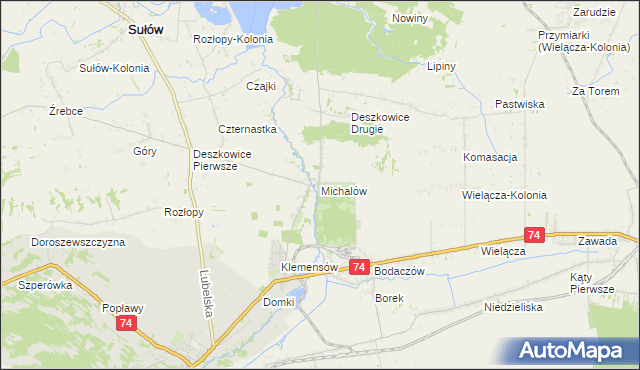 mapa Michalów gmina Sułów, Michalów gmina Sułów na mapie Targeo