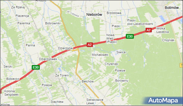 mapa Michałówek gmina Nieborów, Michałówek gmina Nieborów na mapie Targeo