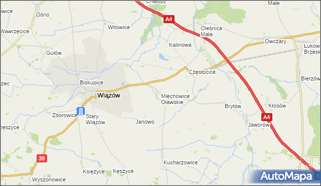 mapa Miechowice Oławskie, Miechowice Oławskie na mapie Targeo