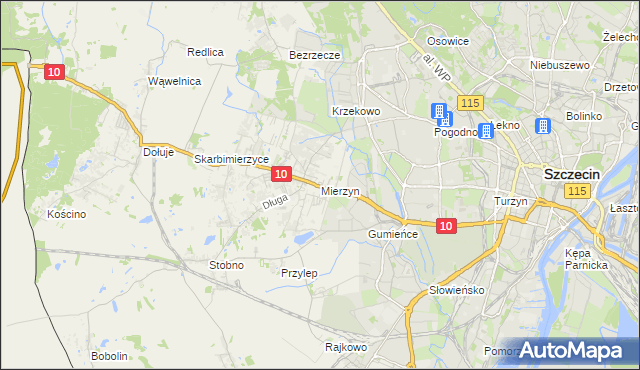 mapa Mierzyn gmina Dobra (Szczecińska), Mierzyn gmina Dobra (Szczecińska) na mapie Targeo