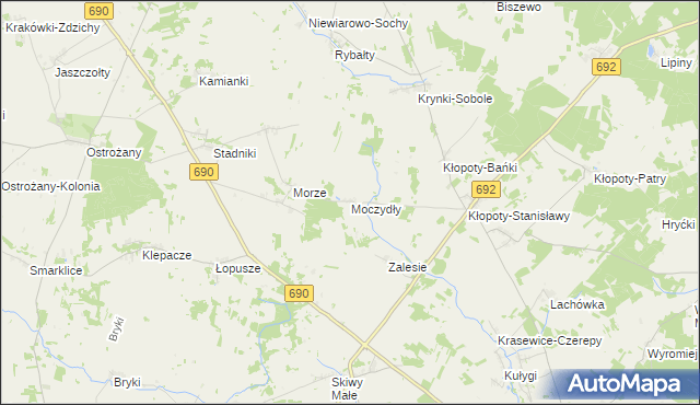 mapa Moczydły gmina Siemiatycze, Moczydły gmina Siemiatycze na mapie Targeo