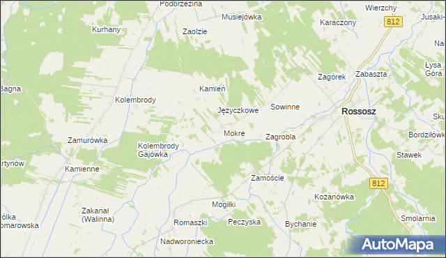 mapa Mokre gmina Rossosz, Mokre gmina Rossosz na mapie Targeo