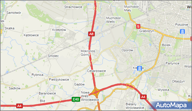 mapa Mokronos Dolny, Mokronos Dolny na mapie Targeo