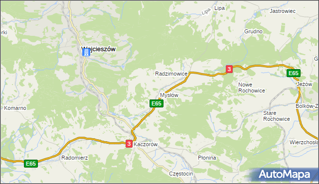 mapa Mysłów gmina Bolków, Mysłów gmina Bolków na mapie Targeo