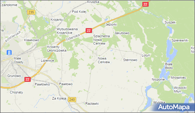 mapa Nowa Cerkiew gmina Chojnice, Nowa Cerkiew gmina Chojnice na mapie Targeo