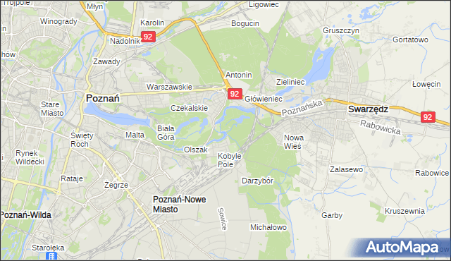 mapa Nowy Młyn gmina Poznań, Nowy Młyn gmina Poznań na mapie Targeo