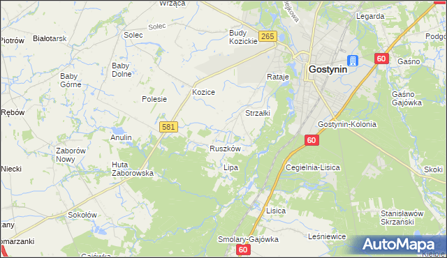 mapa Osada gmina Gostynin, Osada gmina Gostynin na mapie Targeo