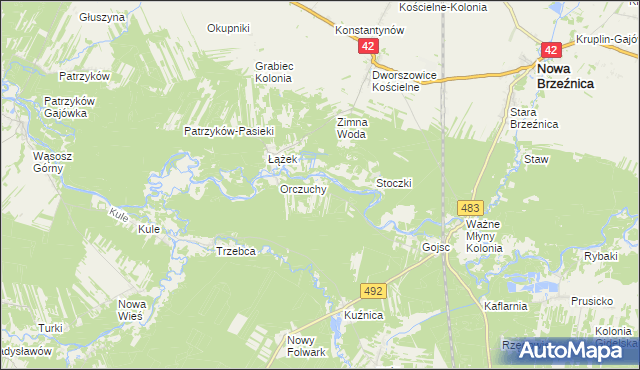 mapa Płaczki gmina Nowa Brzeźnica, Płaczki gmina Nowa Brzeźnica na mapie Targeo