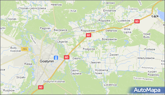 mapa Podgórze gmina Gostynin, Podgórze gmina Gostynin na mapie Targeo