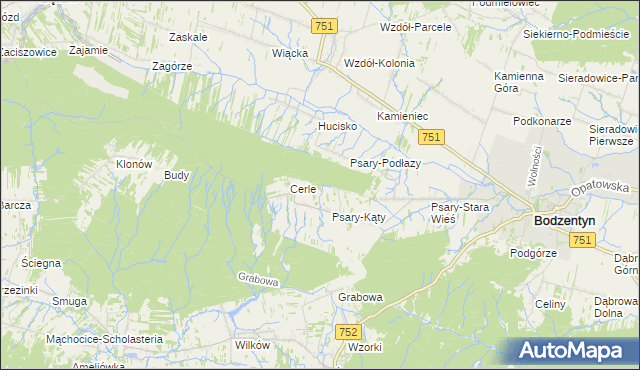 mapa Podlesie gmina Bodzentyn, Podlesie gmina Bodzentyn na mapie Targeo