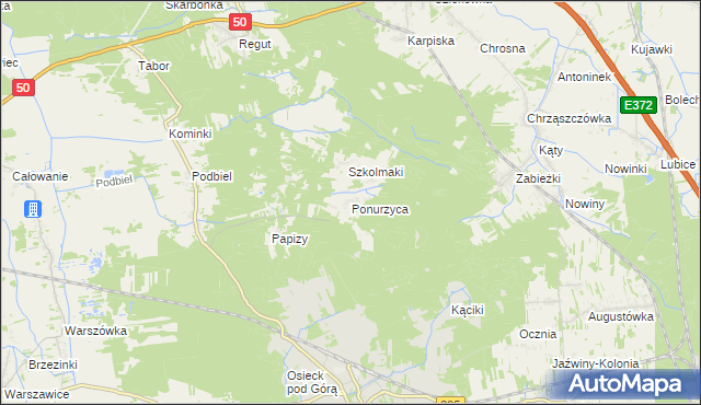 mapa Ponurzyca, Ponurzyca na mapie Targeo