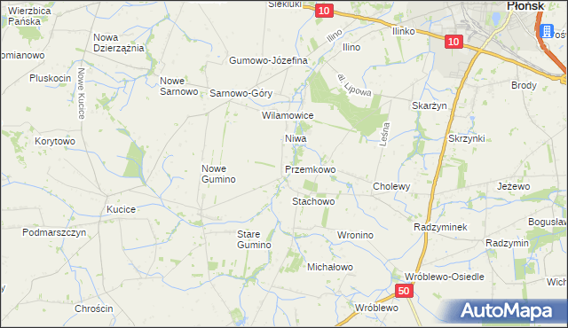 mapa Przemkowo gmina Dzierzążnia, Przemkowo gmina Dzierzążnia na mapie Targeo