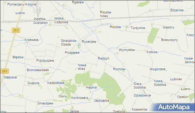 mapa Radzyń gmina Grabów, Radzyń gmina Grabów na mapie Targeo