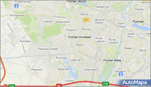 mapa Raszyn gmina Poznań, Raszyn gmina Poznań na mapie Targeo