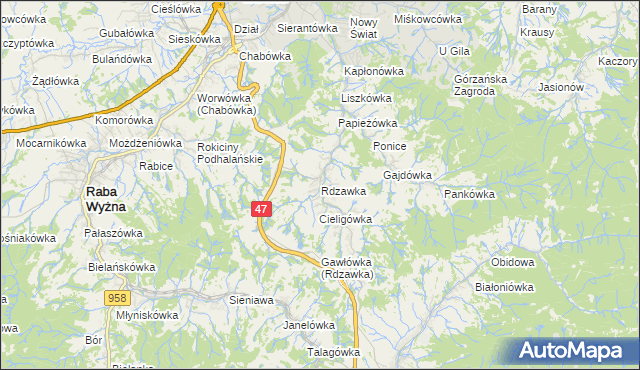 mapa Rdzawka, Rdzawka na mapie Targeo