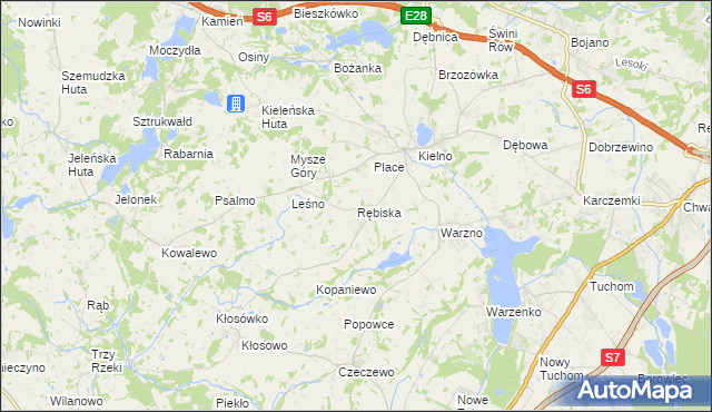 mapa Rębiska gmina Szemud, Rębiska gmina Szemud na mapie Targeo