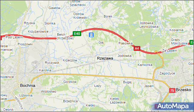 mapa Rzezawa, Rzezawa na mapie Targeo