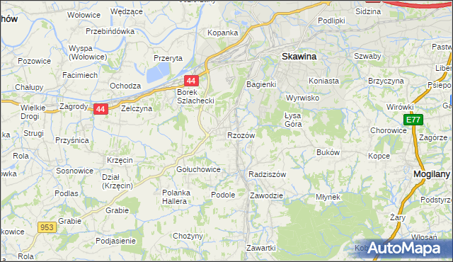 mapa Rzozów, Rzozów na mapie Targeo