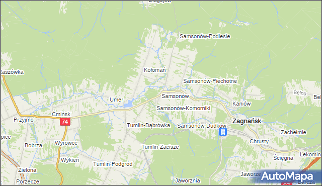 mapa Samsonów, Samsonów na mapie Targeo