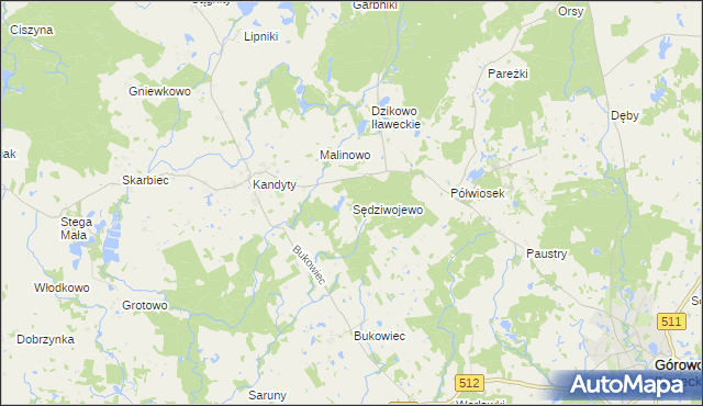 mapa Sędziwojewo gmina Górowo Iławeckie, Sędziwojewo gmina Górowo Iławeckie na mapie Targeo