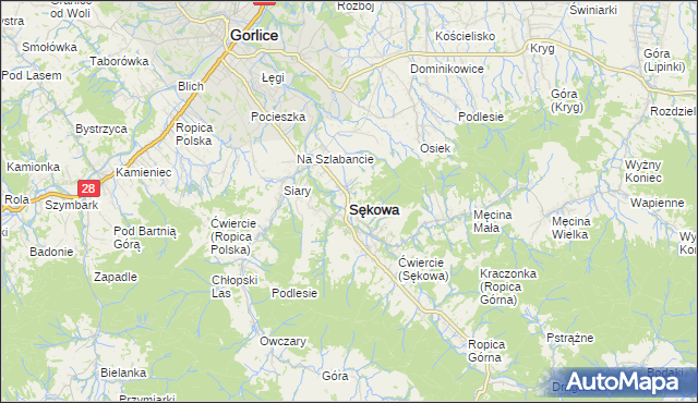 mapa Sękowa, Sękowa na mapie Targeo