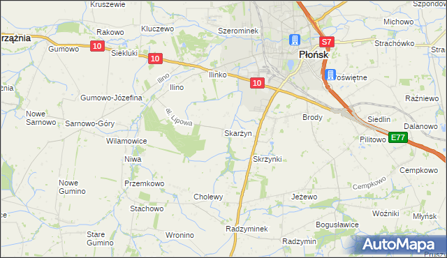 mapa Skarżyn gmina Płońsk, Skarżyn gmina Płońsk na mapie Targeo