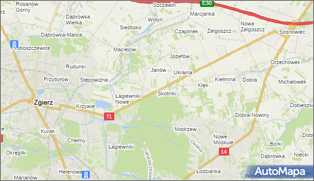 mapa Skotniki gmina Zgierz, Skotniki gmina Zgierz na mapie Targeo