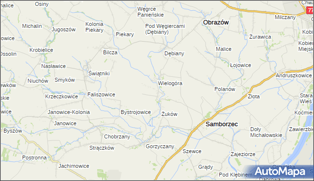 mapa Śmiechowice gmina Samborzec, Śmiechowice gmina Samborzec na mapie Targeo