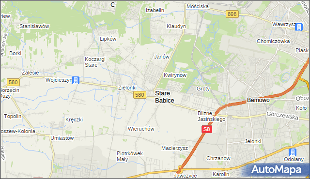 mapa Stare Babice, Stare Babice na mapie Targeo