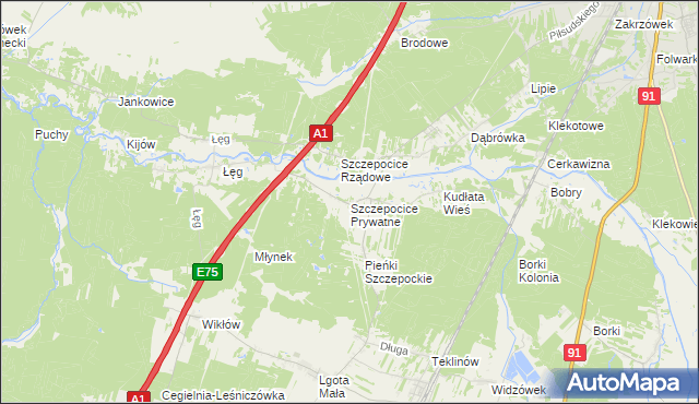 mapa Szczepocice Prywatne, Szczepocice Prywatne na mapie Targeo