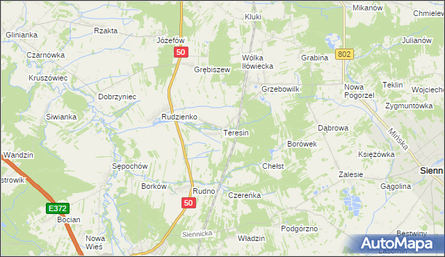 mapa Teresin gmina Kołbiel, Teresin gmina Kołbiel na mapie Targeo